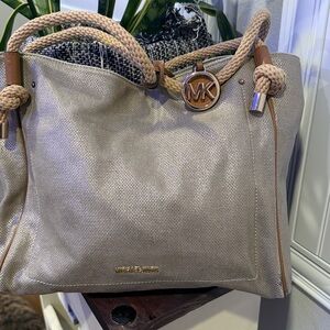 Michael Kors Gold and Tan Cavas Tote Bag/Purse